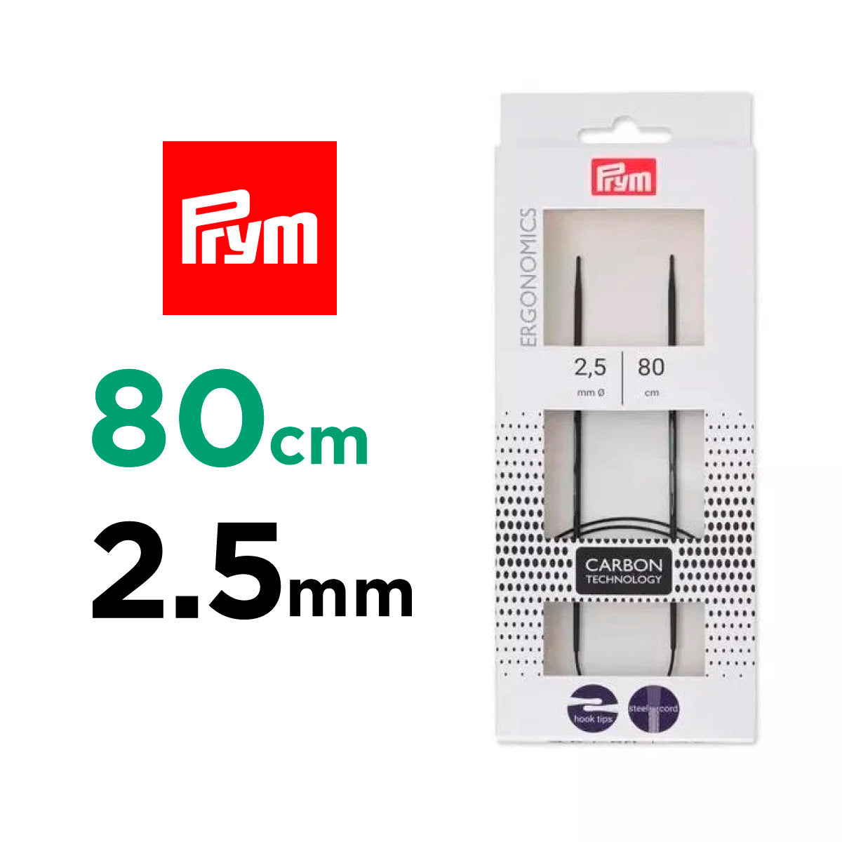 プリム エルゴノミクス カーボン 輪針 80cm 2.5mm 本体画像