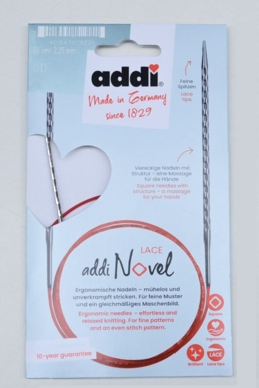 アディ ノベル レース 輪針 100cm 台紙付き商品パッケージ（addi Novel Lace 包装）