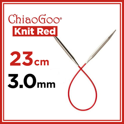 チャオグー（ChiaoGoo）ニットレッド（Knit Red）23cm 固定式ミニ輪針 靴下編み3.0mm