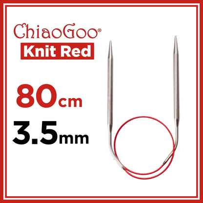 チャオグー（ChiaoGoo）ニットレッド（Knit Red）23cm 固定式ミニ輪針 靴下編み3.5mm