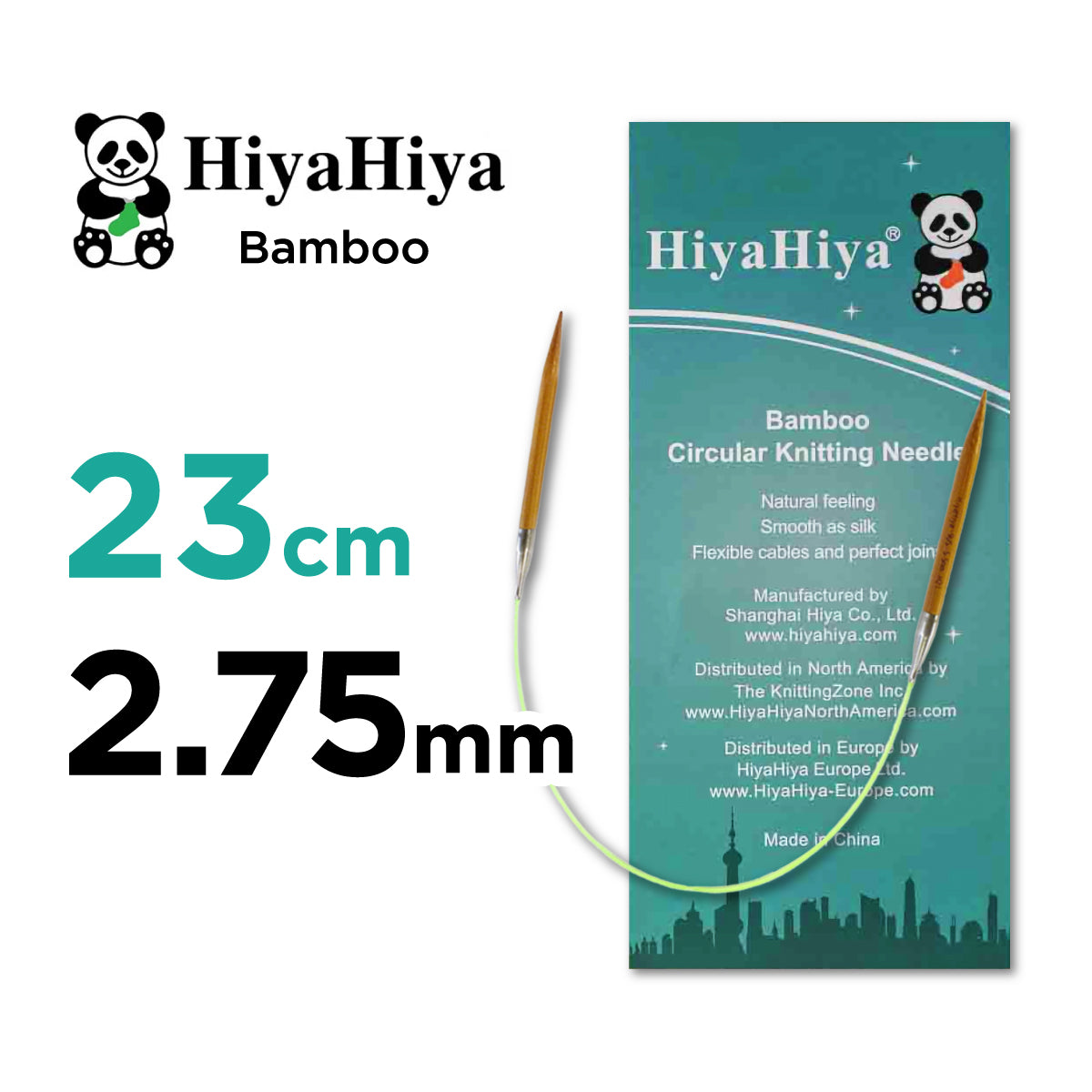 ヒヤヒヤ バンブー 23cm ミニ輪針（HiyaHiya Bamboo）2.75mm