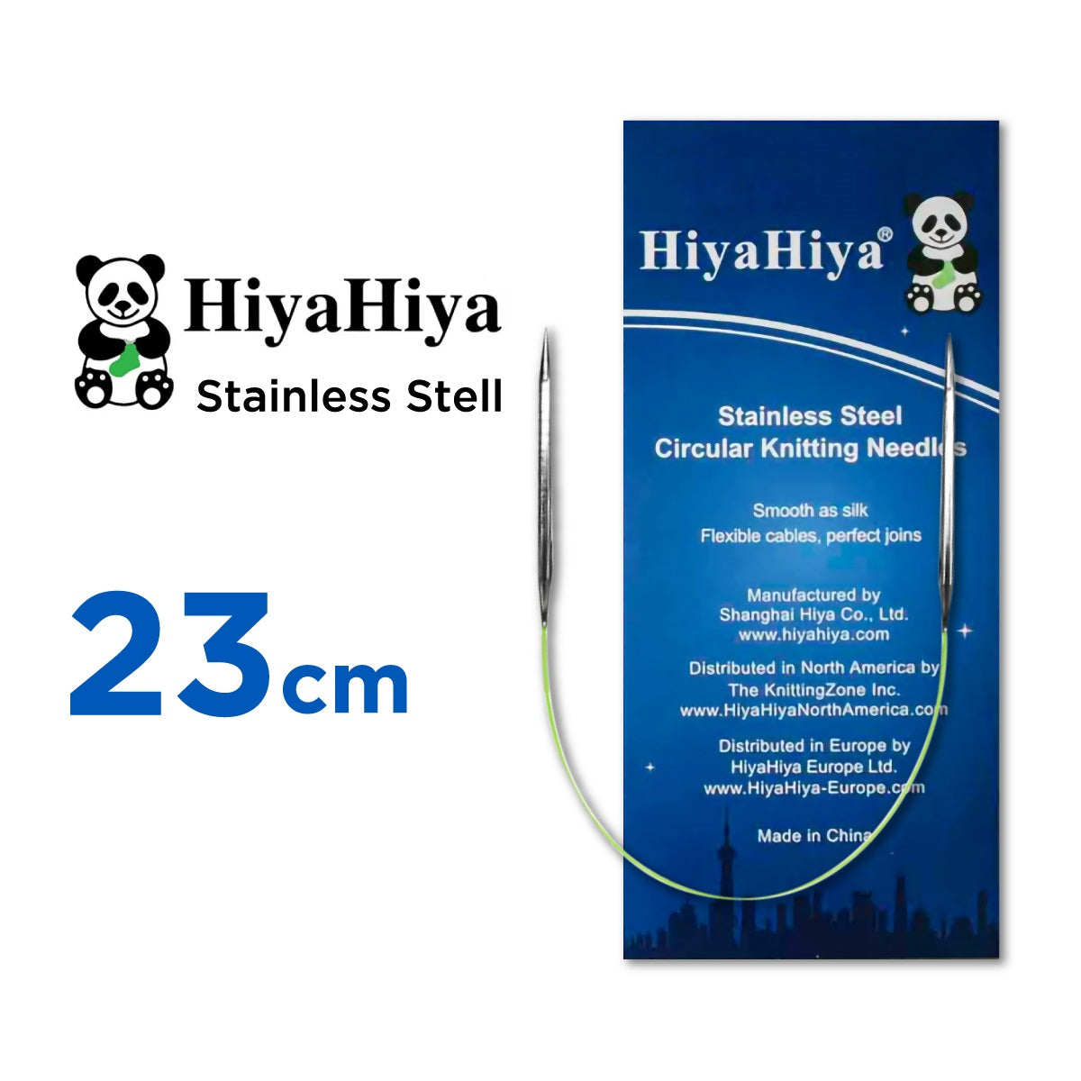 ヒヤヒヤ HiyaHiya スチール 固定式 ミニ輪針 23cm パッケージと本体