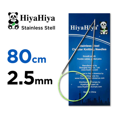 ヒヤヒヤ スチールHiyaHiya 固定式輪針 80cm メタル編み針2.5mm