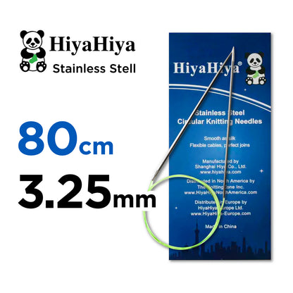 ヒヤヒヤ スチールHiyaHiya 固定式輪針 80cm メタル編み針3.25mm