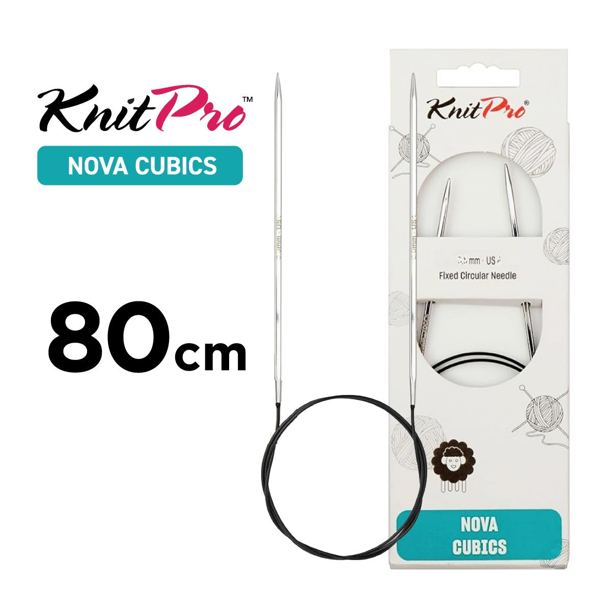 ニットプロ KnitPro ノヴァキュービックス NOVA CUBICS 輪針 80cm 金属 四角 マジックループ 編み針 パッケージ画像